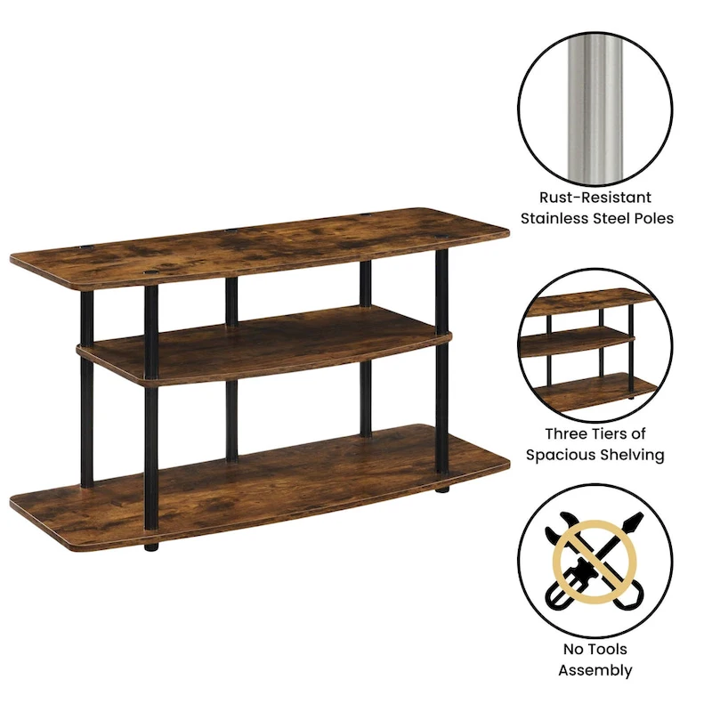 Convenience Concepts Designs2Go No Tools 3 Tier Wide TV Stand