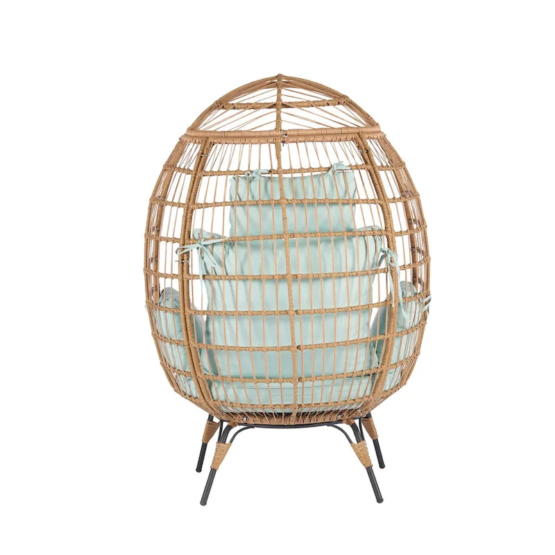 Steel Frame Wicker Egg Chair Max 440lb Capacity