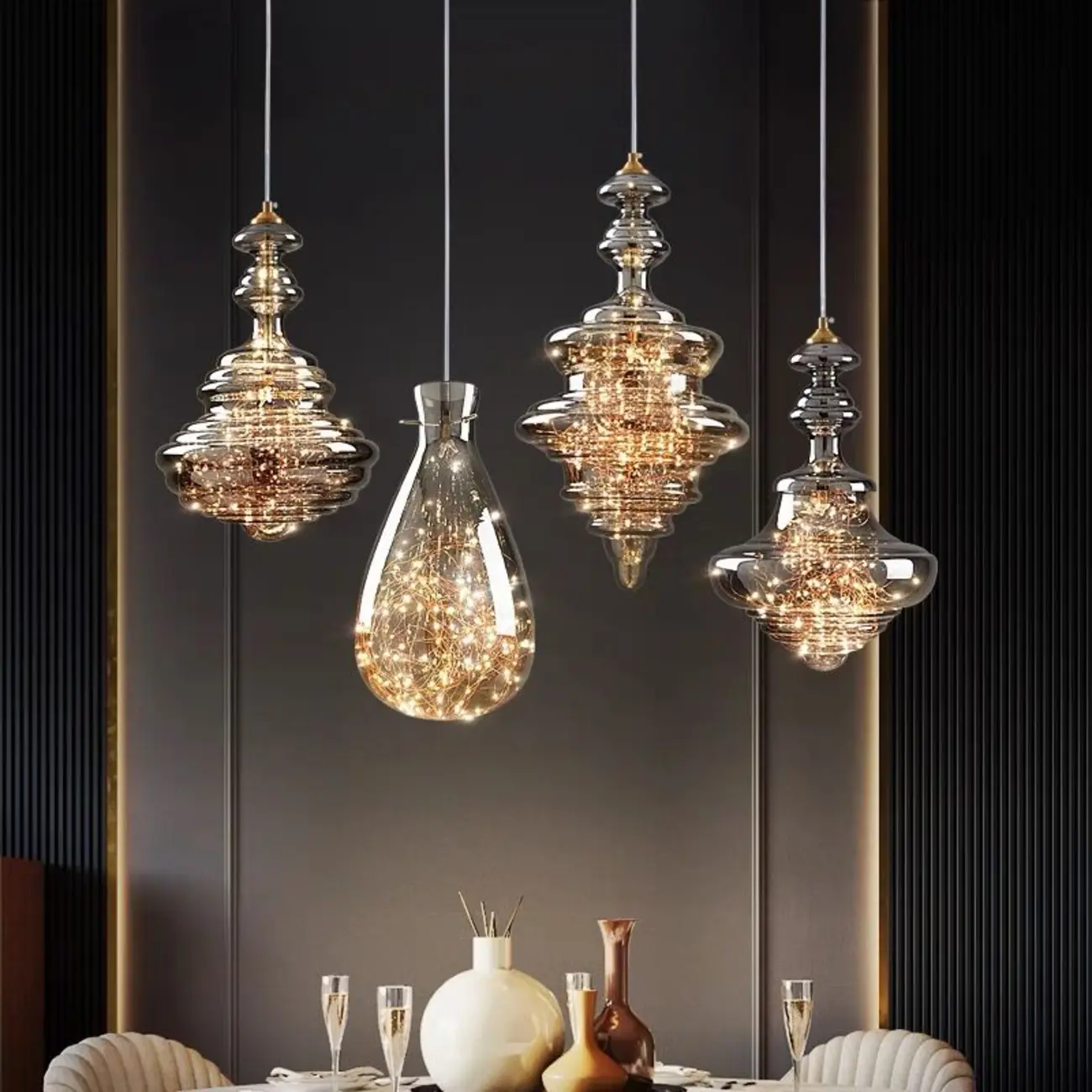 Modern Clear Glass Dining Room Pendant Light