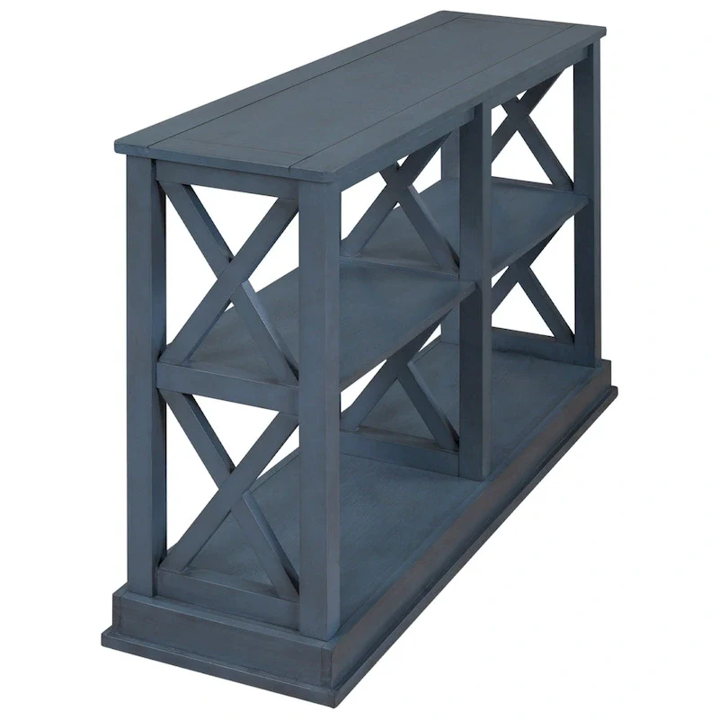 3-Tier Narrow Console Table with X-Frame Legs
