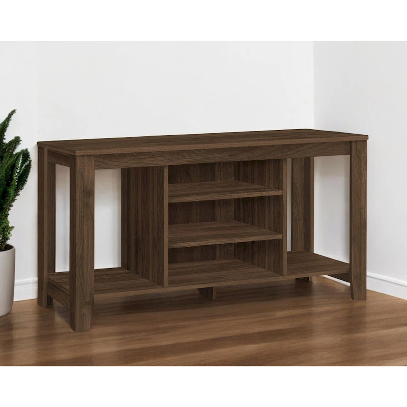 HomeRoots 48 Brown Wood Open Shelving TV Stand - 47.75' X '24.25' X '17.25