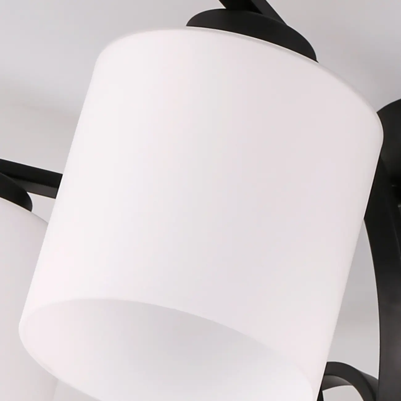 Traditional Black Cylinder Glass Semi-Flush Mount Ceiling Light