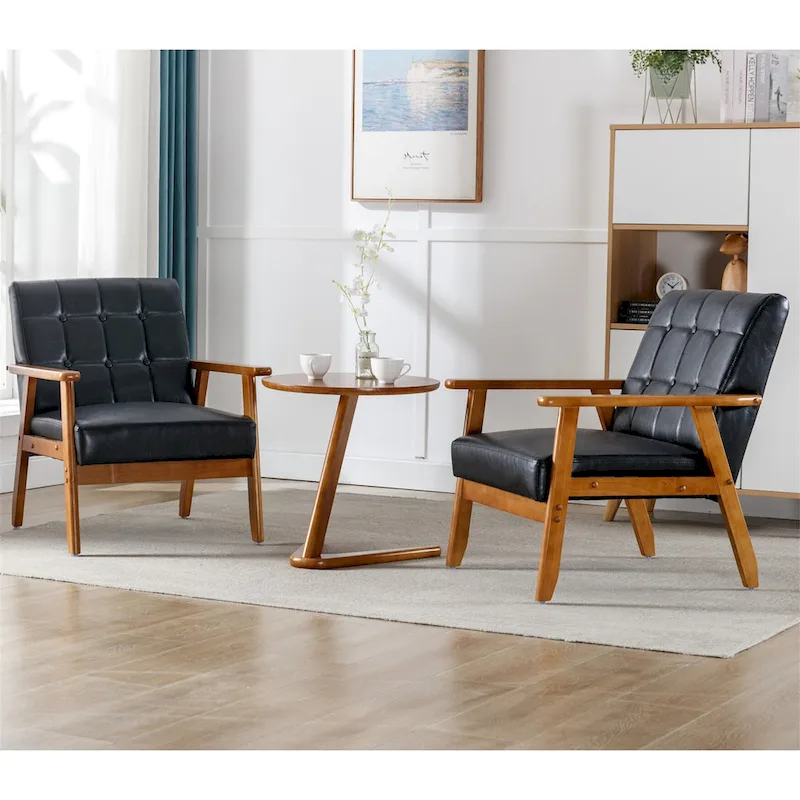 Mid Century Modern Accent Chairs Set of 2 with Side Table