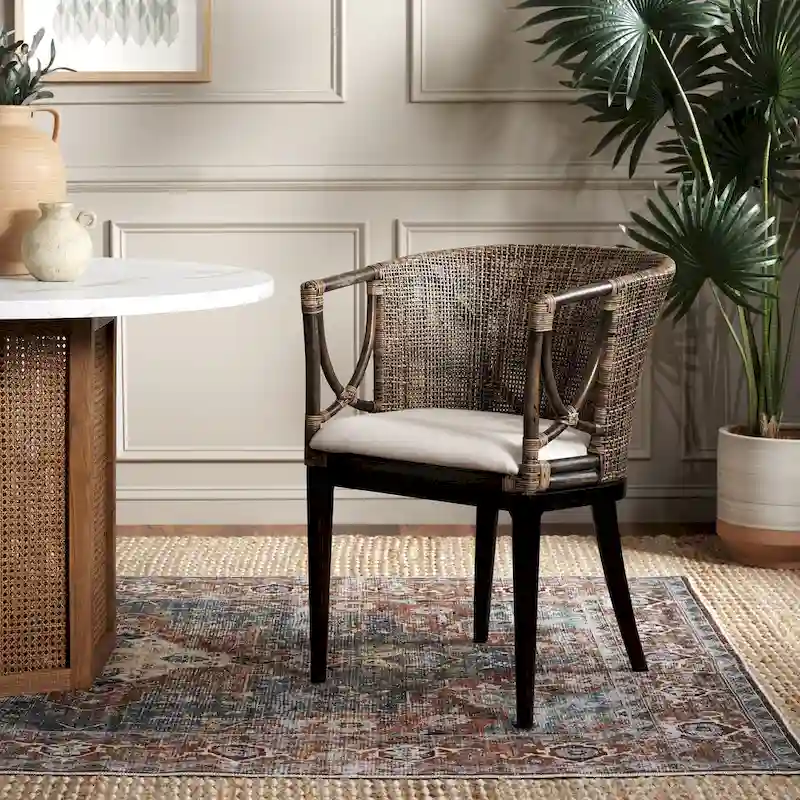 SAFAVIEH Olafia Dining Brown/ Black Arm Chair - 22.3