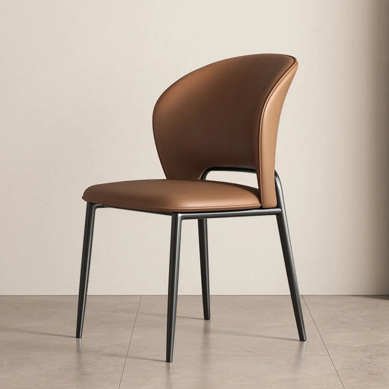 Modern Faux Leather Curved Low Back Dining Chair
