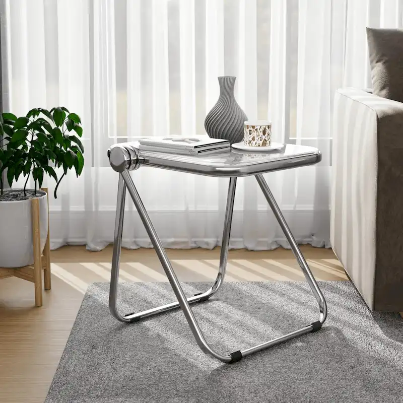 LeisureMod Lawrence Rectangular Folding Table with Aluminum Frame - 16.73
