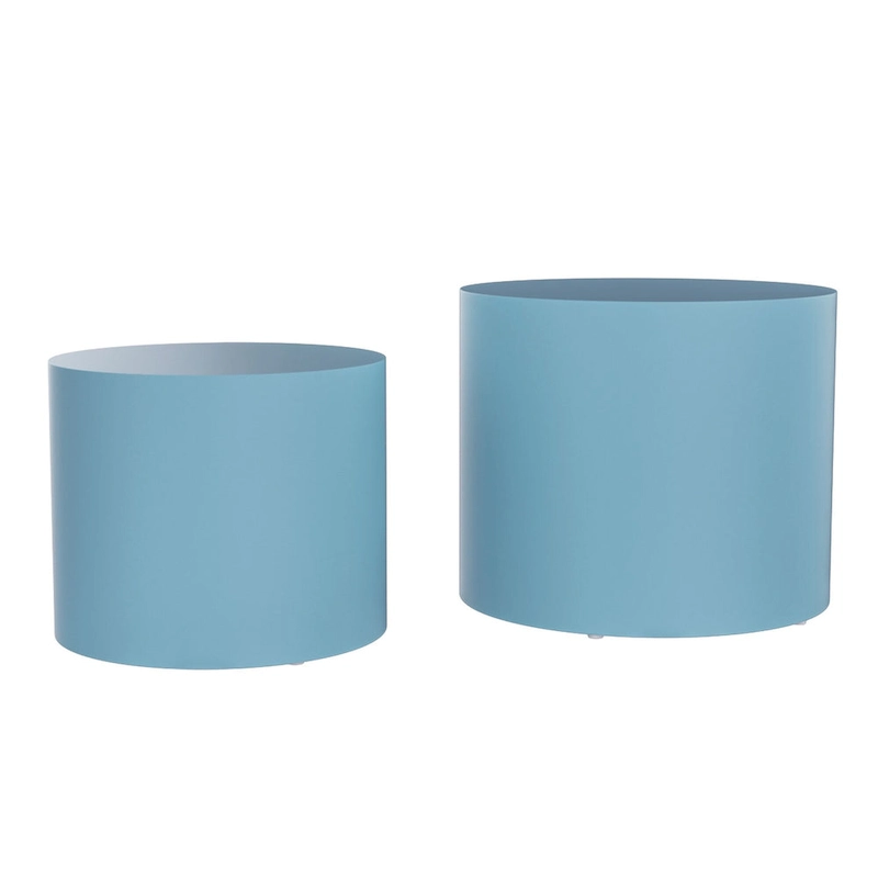 Modern Farmhouse Round Accent Nesting Side Coffee Table Set (Set of 2)