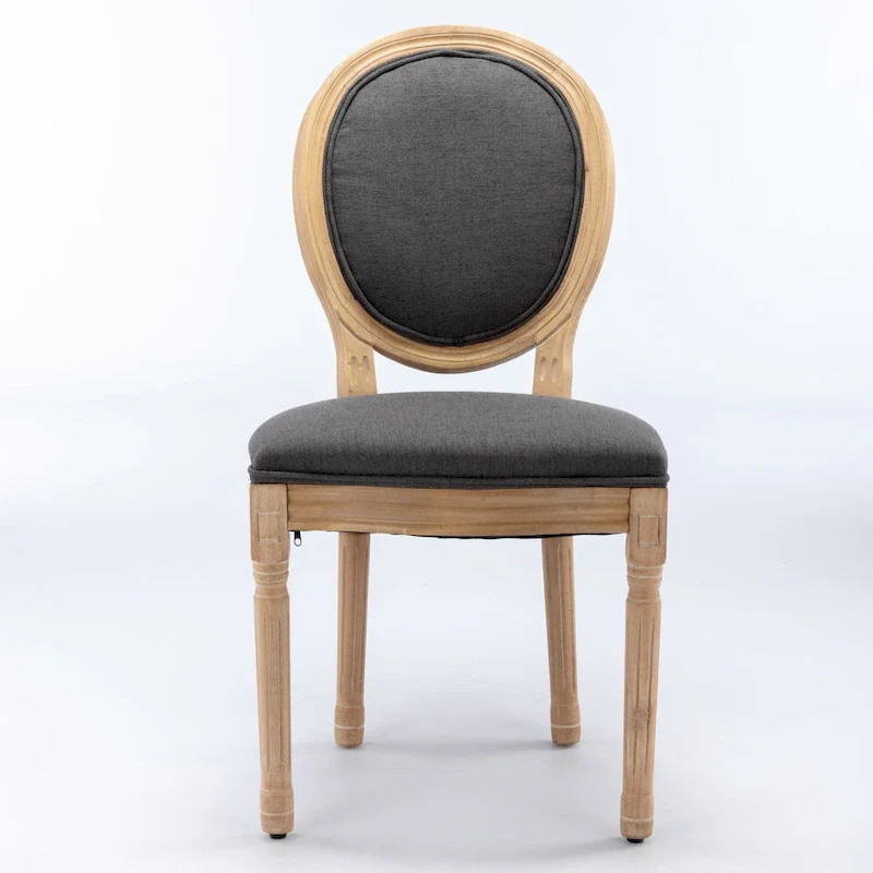 Solid Wood Dining Chair with Linen Upholstery, Set of 2