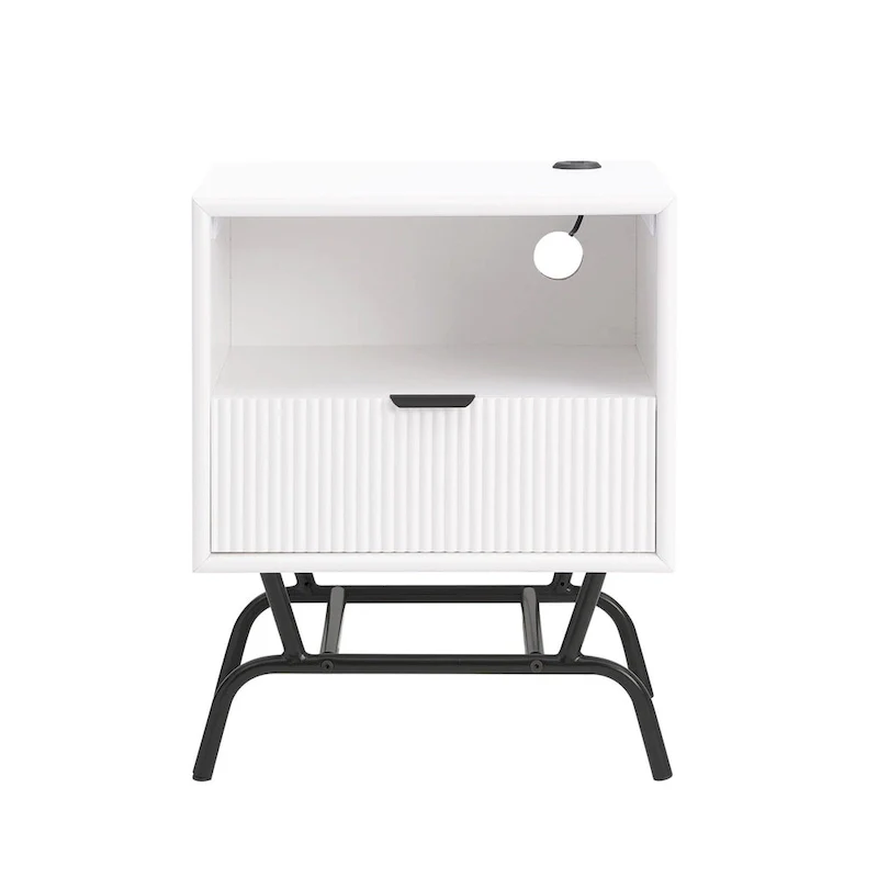 DH BASIC 2-Piece Modern Coffee Table and End Table Set with 3D Wave Accented Drawers by Denhour