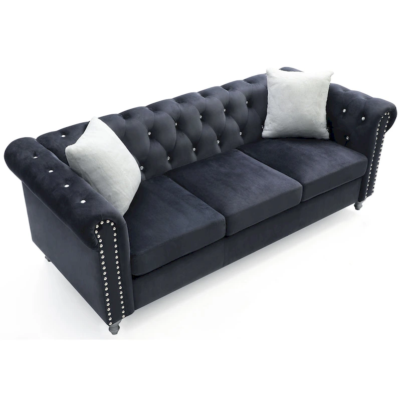 Raisa Microsuede Velvet Tufted Sofa