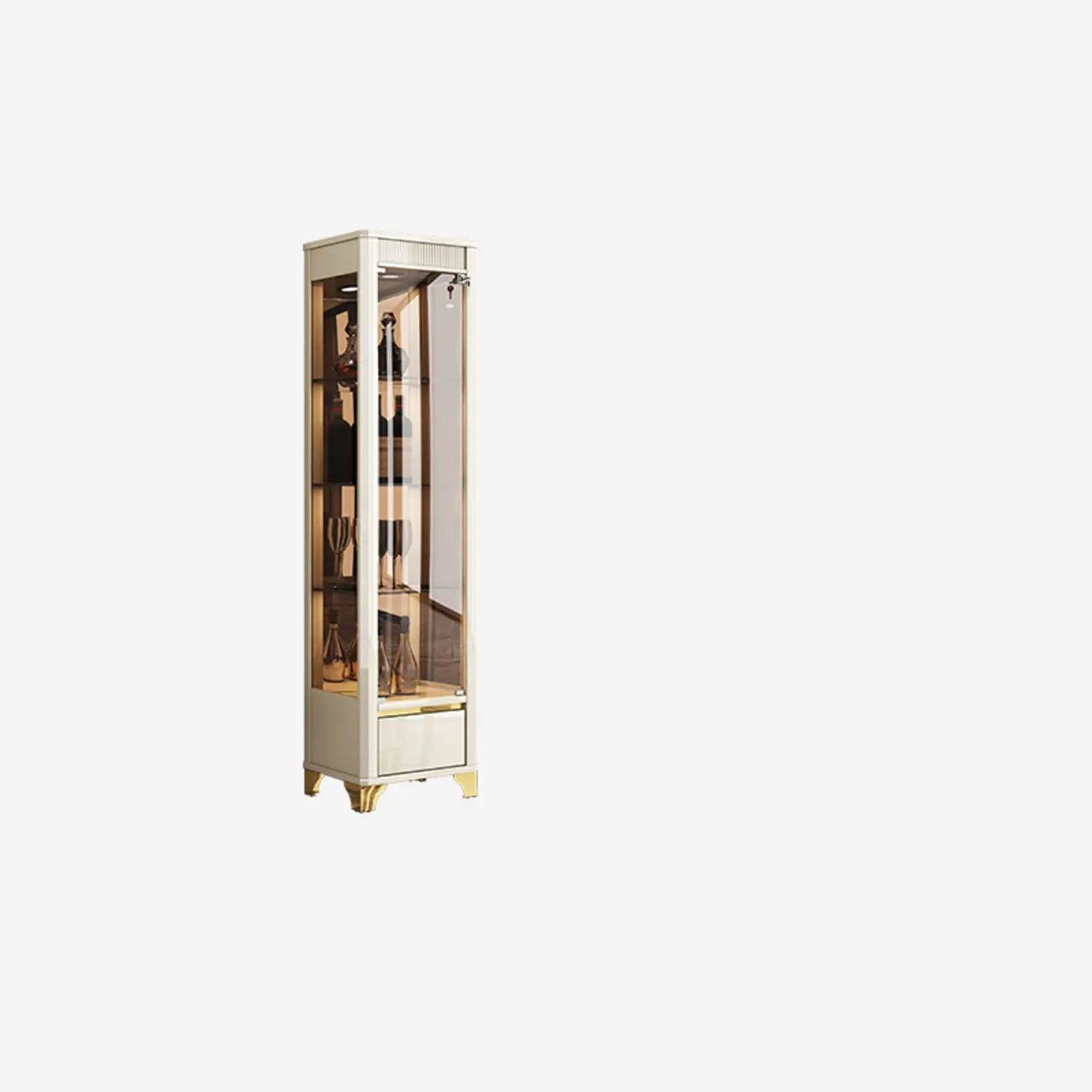 Elegant Black Gold Legs Glass Display Cabinet