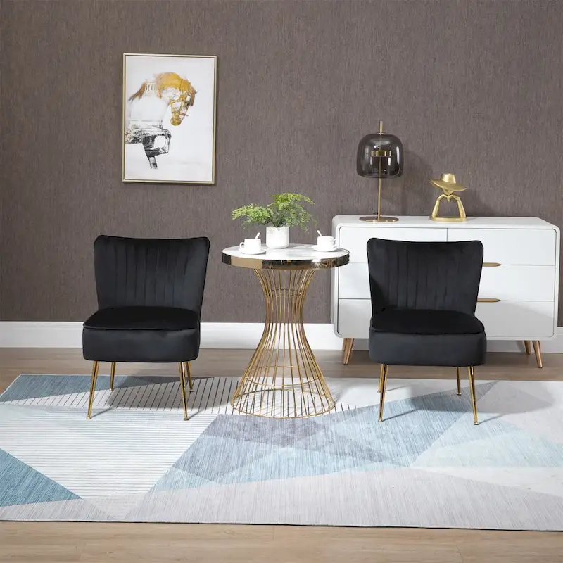 Velvet Upholstered Accent Side Chairs(Set of 2)