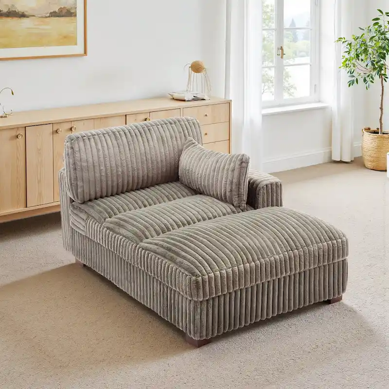 UIXE Upholstered Plush Chaise Lounge Chair For Interior