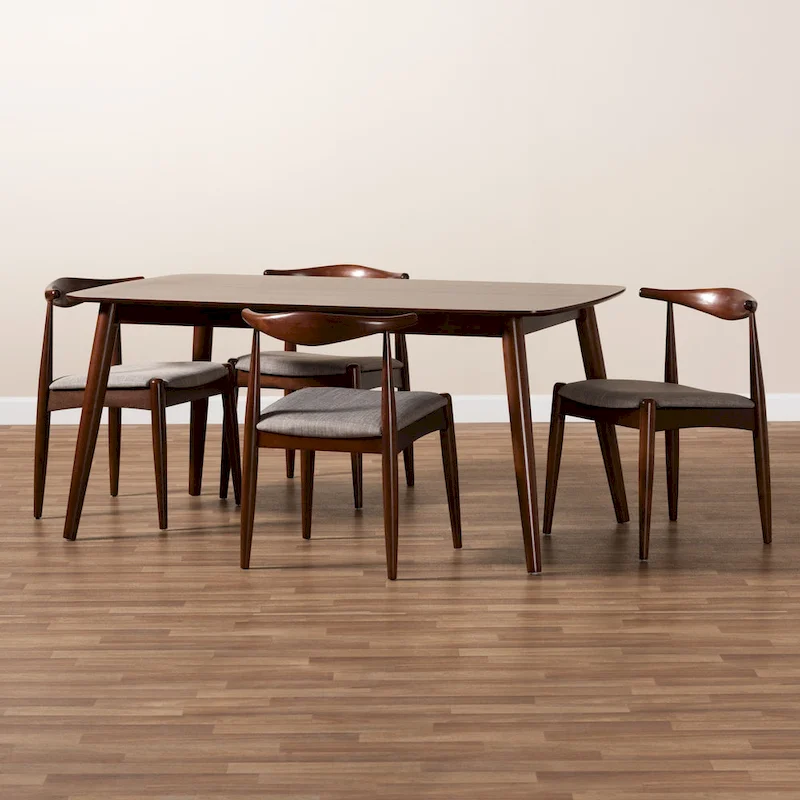 Aeron Mid-Century Modern Upholstered 5-Piece Dining Set