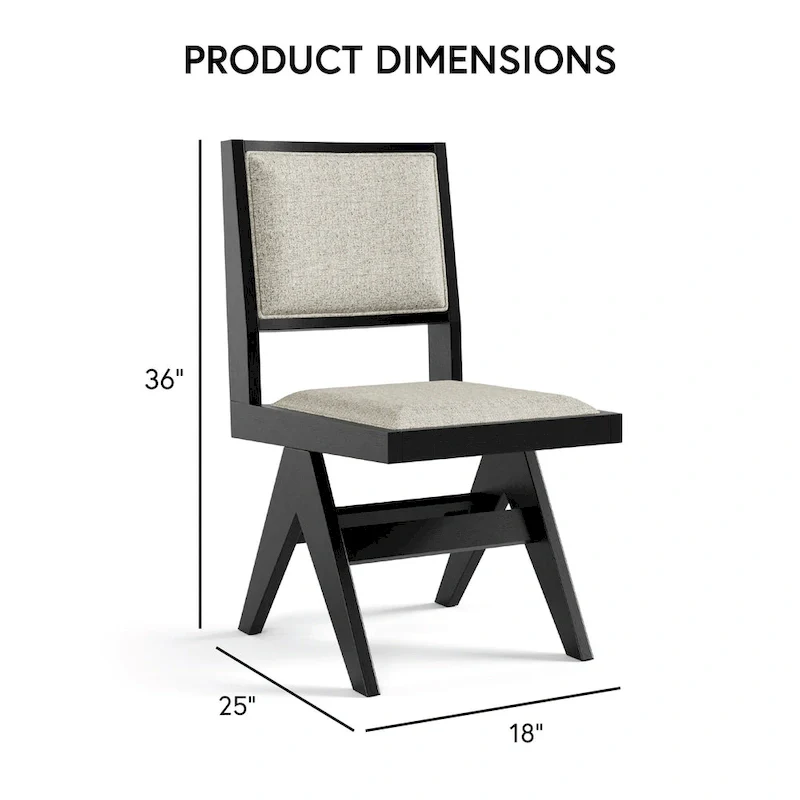 Modern Black Padded Fabric Dining Chairs (Set of 2)