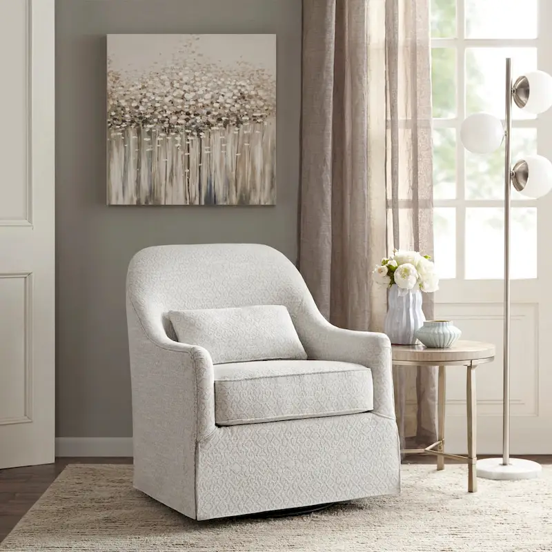 Doane Ivory/Black 360 degree Swivel Glider Chair