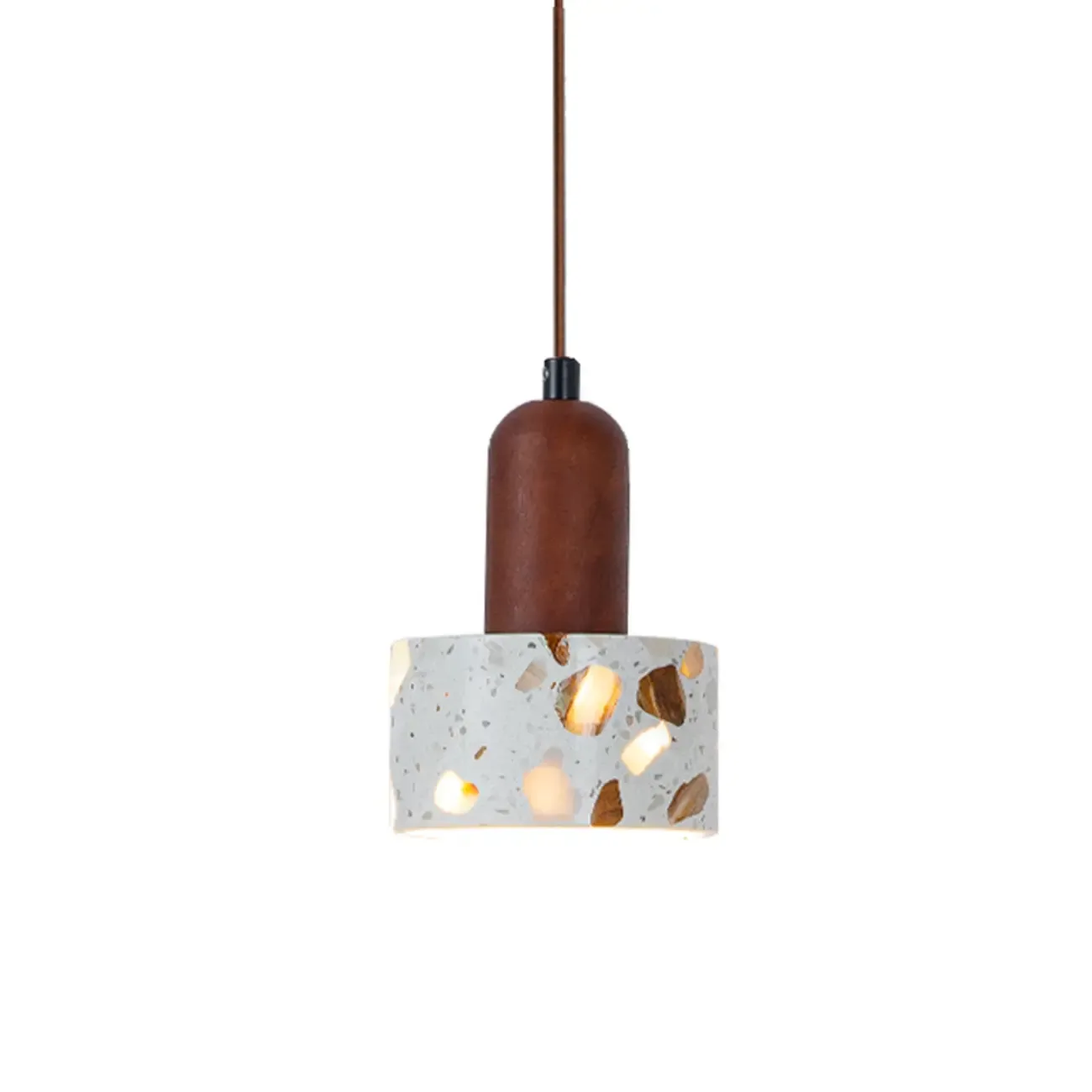 Modern Terrazzo Cylinder Brass Pendant Light