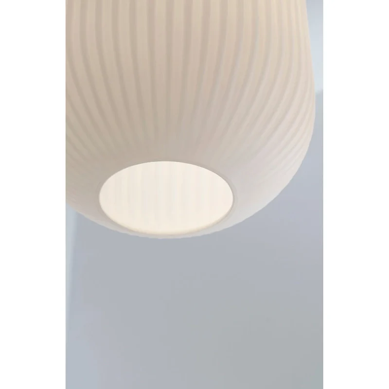 AFX Callie 15-inch White Pendant, Frosted Ribbed White Glass Shade