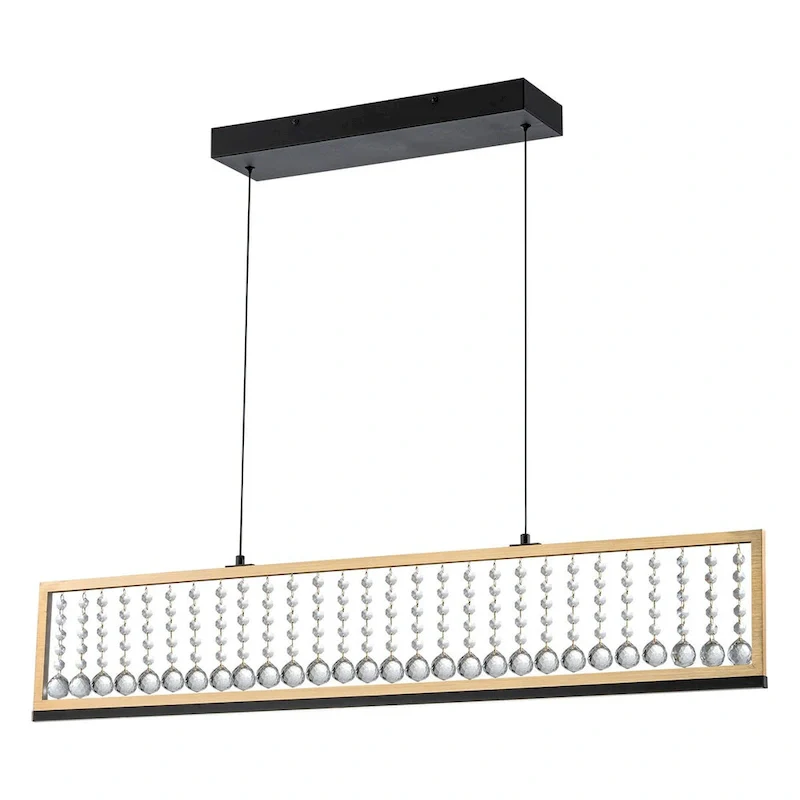 39.8 in.4-Light Modern Farmhouse Linear LED Crystal Chandelier Kitchen Island Pendant Lighting - 39.8 in.