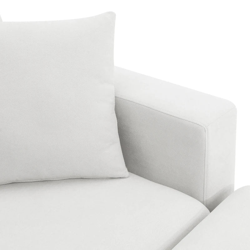 L-shaped Polyester Fabric Couch Modern Sectional Sofa with Ottoman