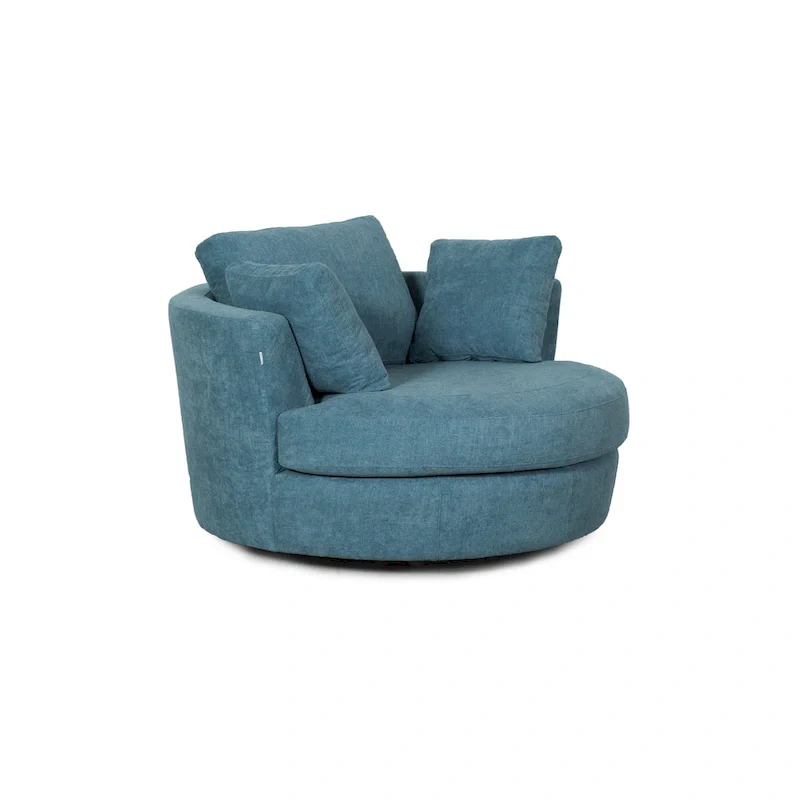 54 Wide Elegant Round Swivel Barrel Chair, Chair and a Half