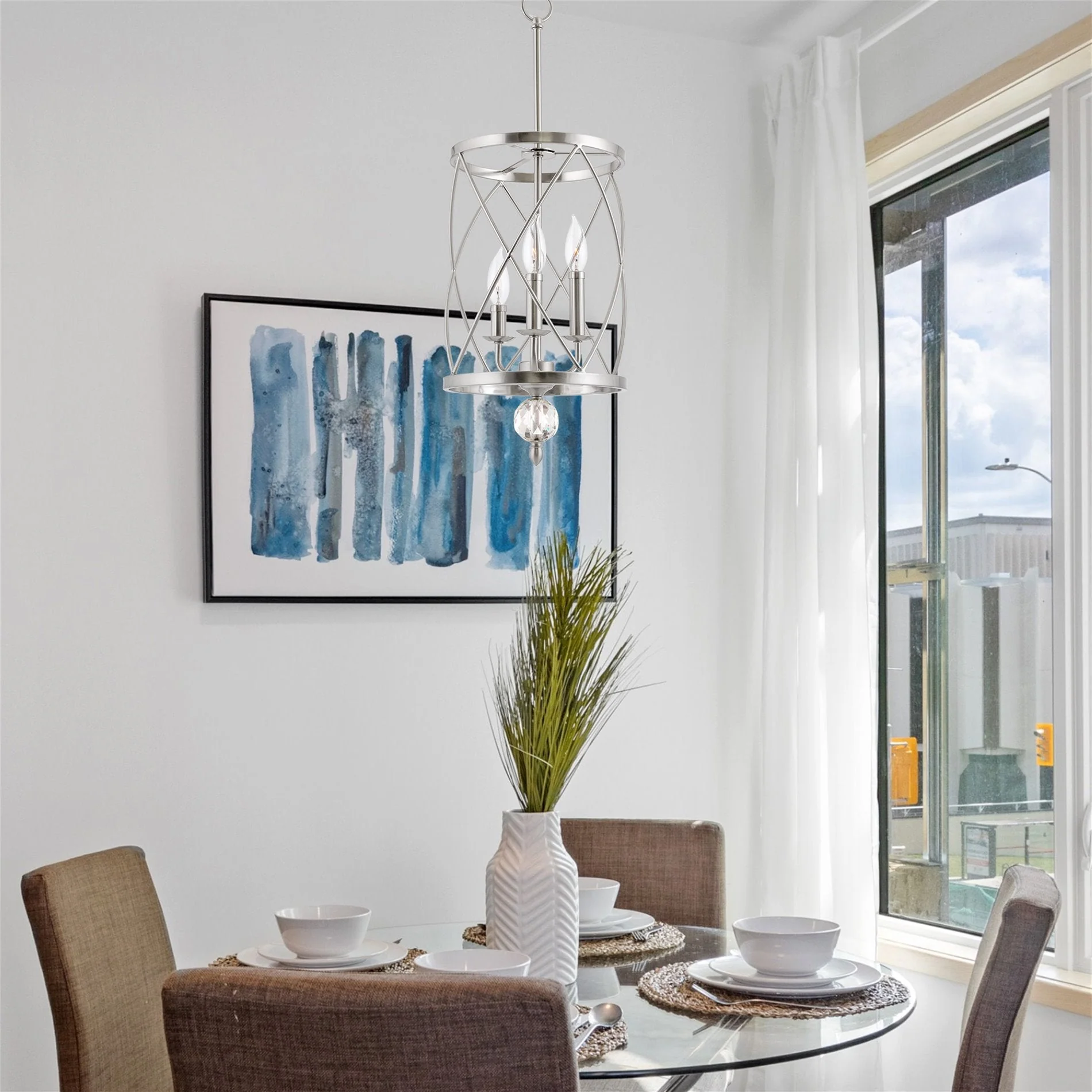 Eleanor 27 3-Light Modern Foyer Light Pendant Chandelier