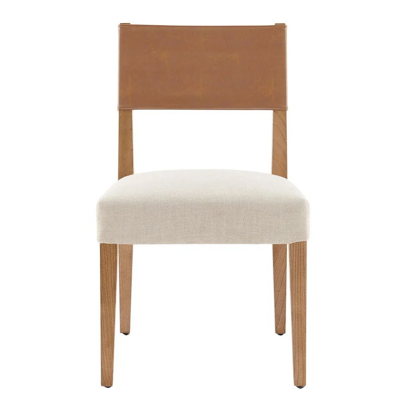 Faux Leather/ Linen Dining Side Chair, (Set of 2)