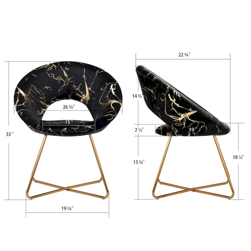 Modern Bronzing Velvet Upholstered Accent Chair Vanity Leisure Chair