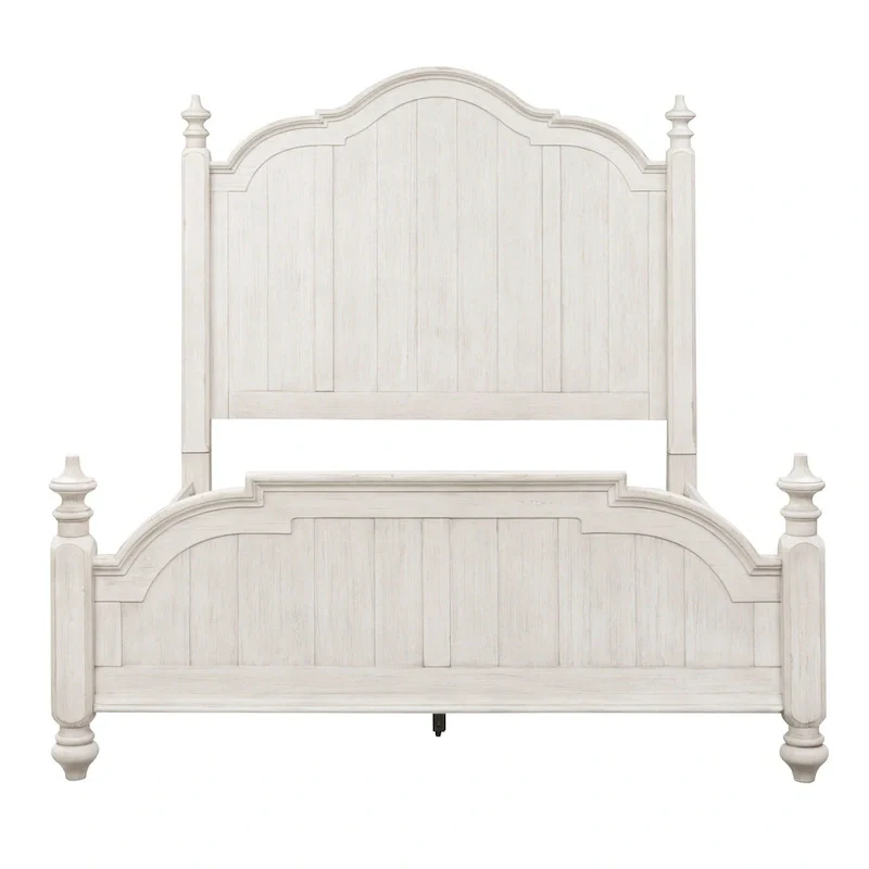 Farmhouse Reimagined Antique White with Chestnut Queen Poster Bed