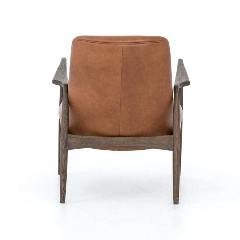 Mid-Century Leather Accent Chair - Deep Seat Single Seater