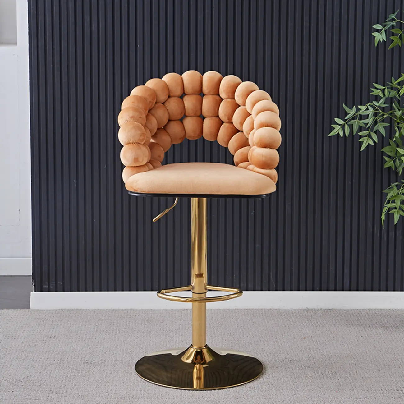 Glam Swivel Saddle Fabric Adjustable Height Bar Stool with Arms