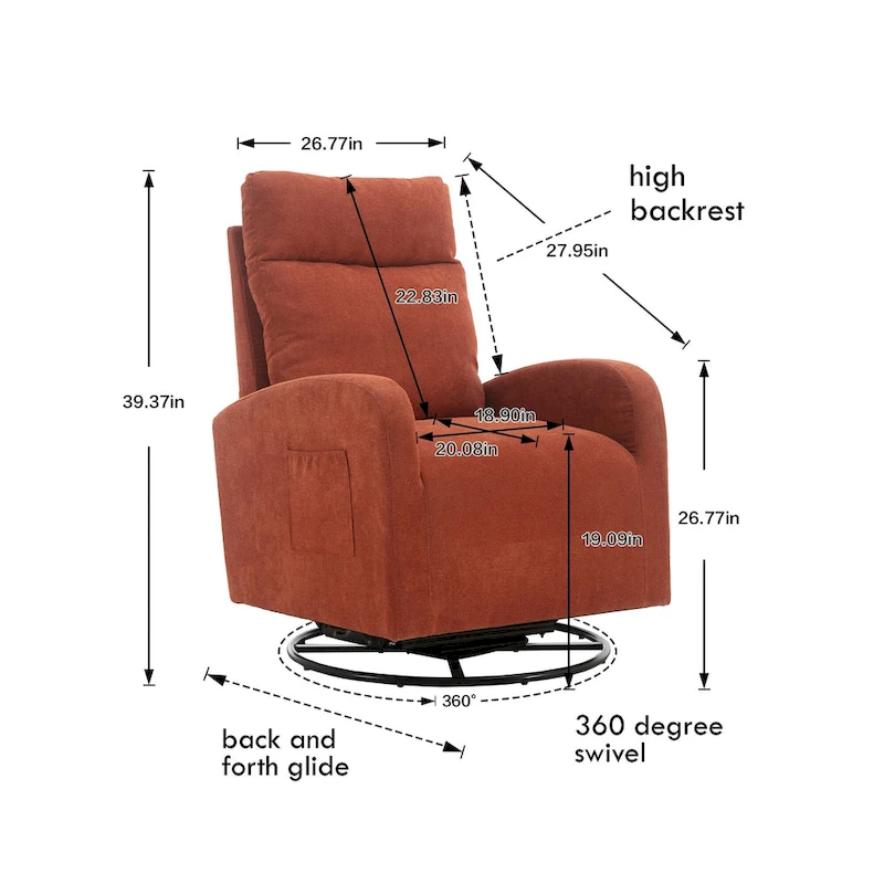 Upholstered Swivel Glider Rocking Chair