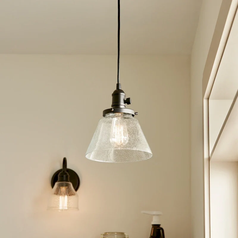 Kichler Avery Single Light 8  Wide Mini Pendant with Tapered Clear