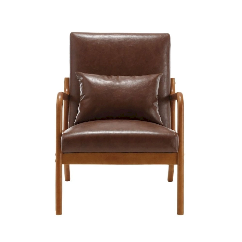 Modern PU Leather Accent Chair with One Pillow