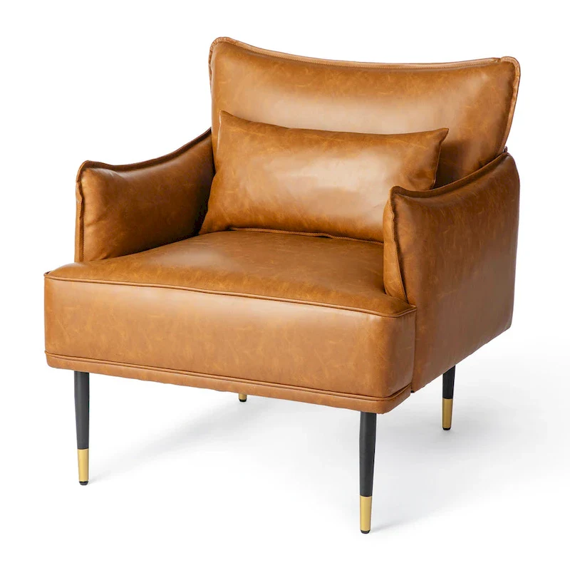 Glitzhome Set of 2 29.5 W Mid-Century Modern Leatherette Armchairs With Side Pocket - 29.5  W x 32  H x 28.75  D