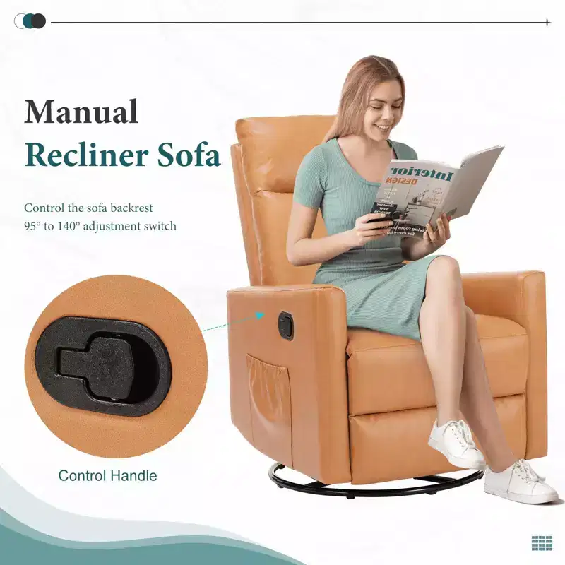 MAYEERTY Accent Chair - 360 Swivel Chenille Armchair with Lumbar Pillow