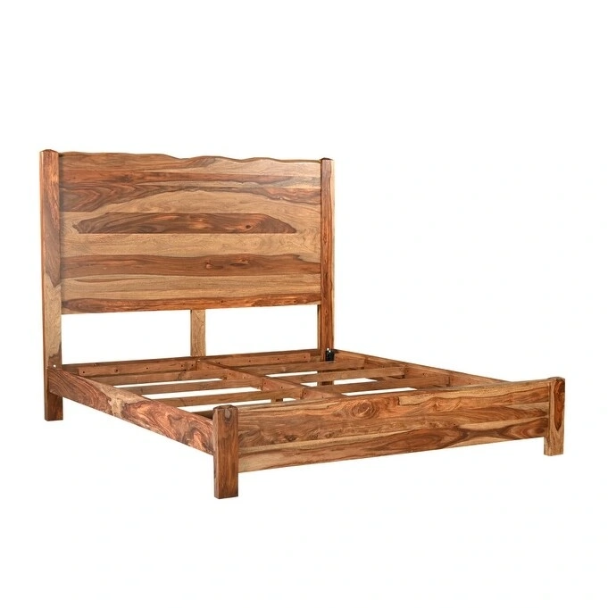 HomeRoots Brown Live Edge Solid Wood King Bed Frame