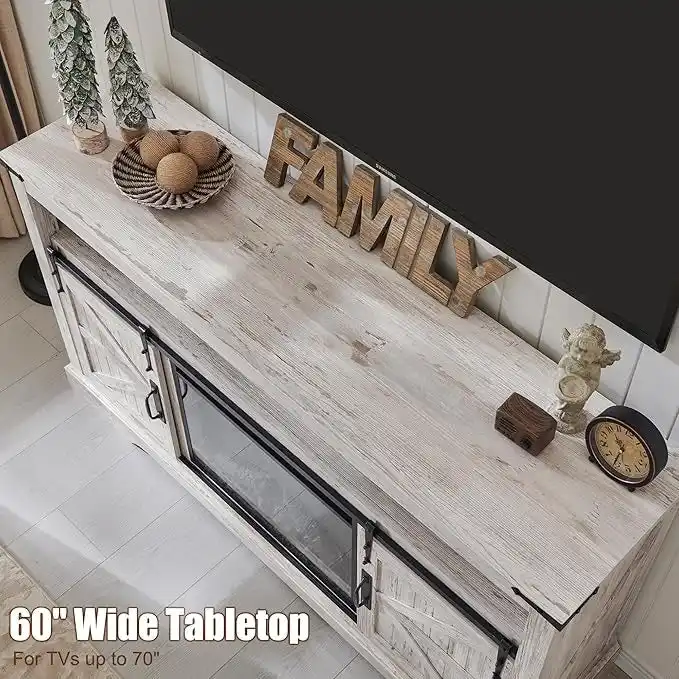 Farmhouse Fireplace TV Stand, Entertainment Center, Media Console