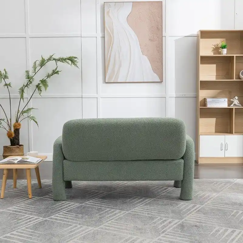 SEYNAR Mid-Century Modern Boucle 51  Solid Wood Curved Sofa