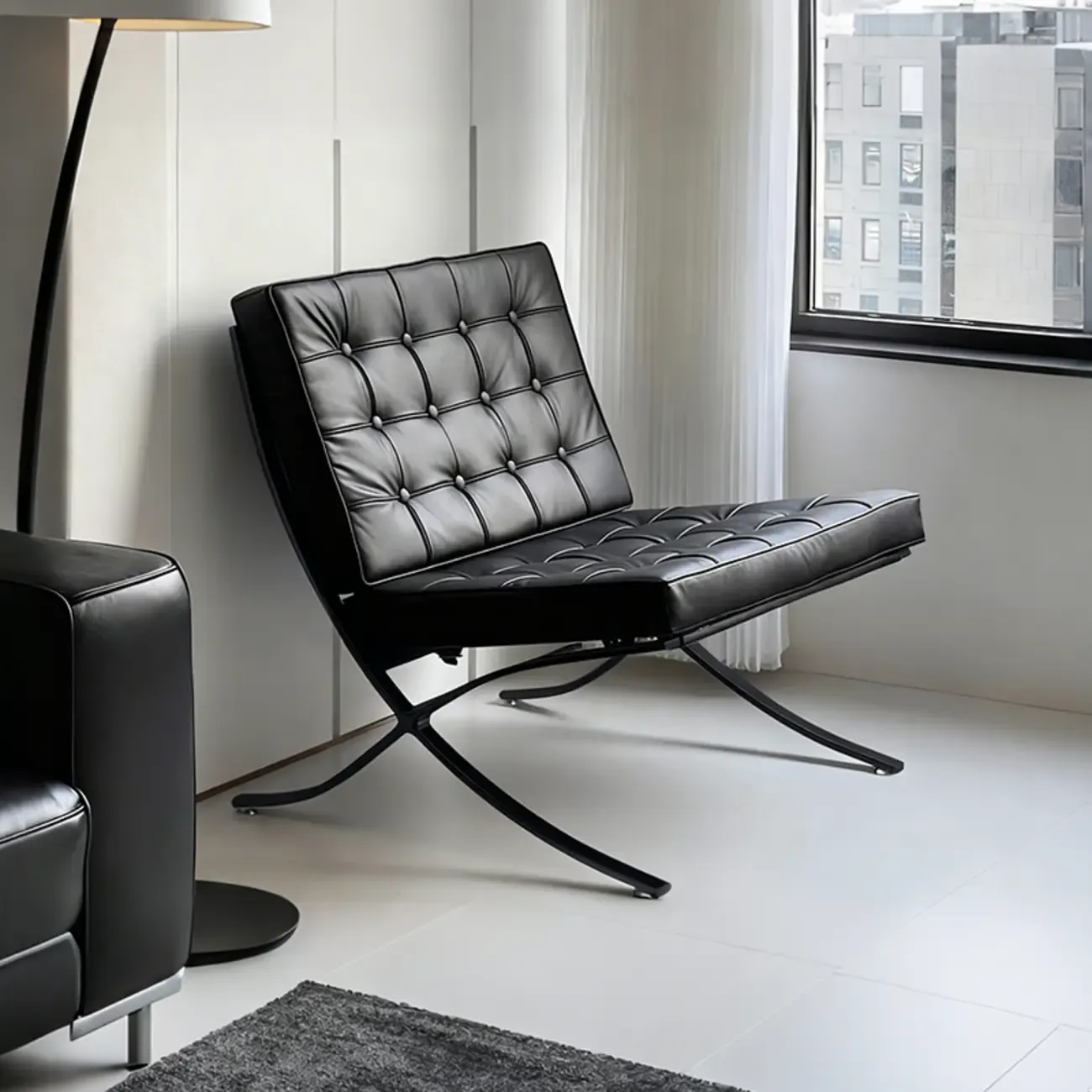 Mid-Century Modern  Leather Lazy Lounge Accent Chair