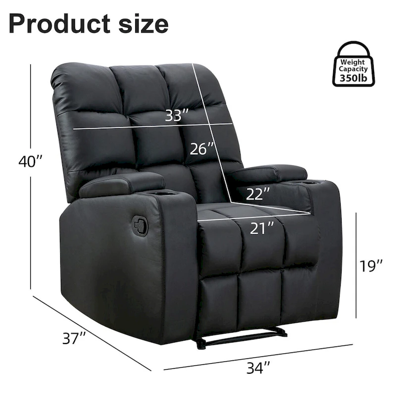 Manual Rocking Recliner Chair with Massage and Cup Holders