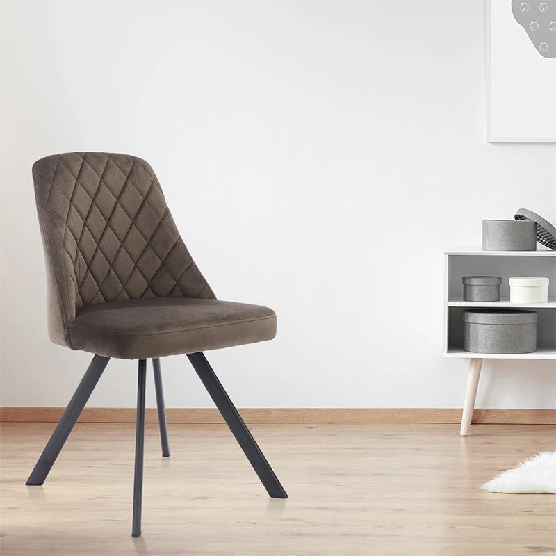 Kirk Mid-Century Modern Fabric Padded Diamond Stitch Pattern Dining Chairs by Furniture of America (set of 2)