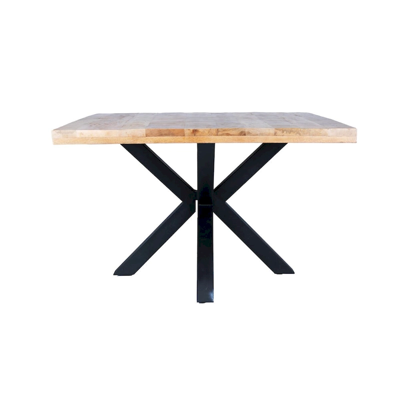 48 Square Dining Table, Solid Mango Wood with Sturdy Metal Spider Leg