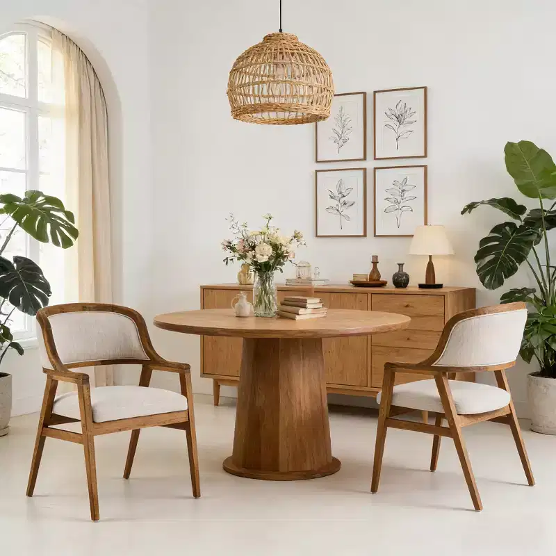 Christopher Knight Home Rosa Mid-Century Modern Rubberwood Upholstered Dining Chairs (Set of 2)