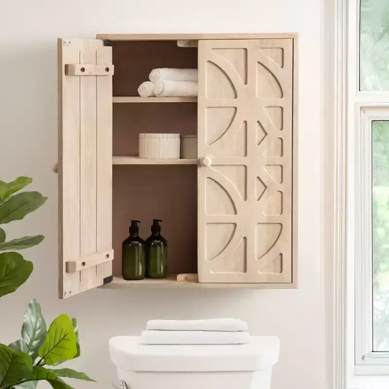 Kate and Laurel Galliene Wood Wall Cabinet, 22x7x28 Whitewash