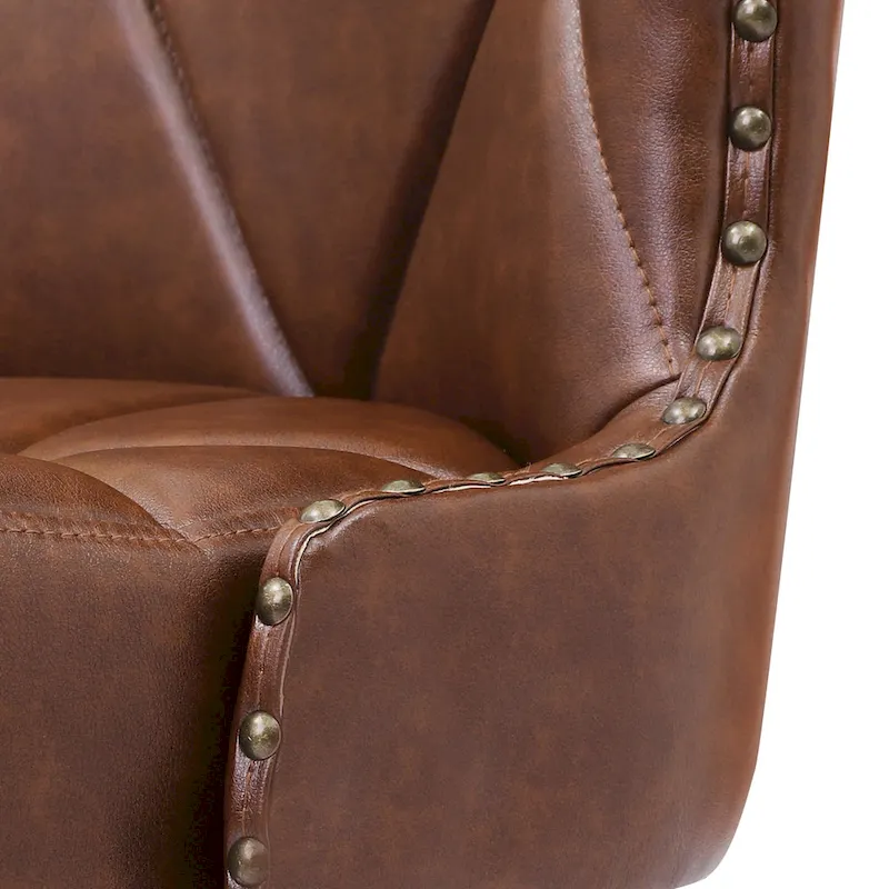 LUE BONA 26 in. Mid-Century Modern Wood Frame Swivel Bar Stools with Faux Leather and Linen Upholstered SeatSet of 4