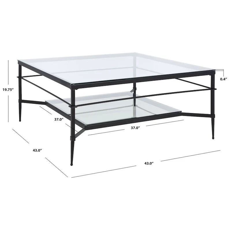 Leaf Cocktail Table with Glass Shelf, 43