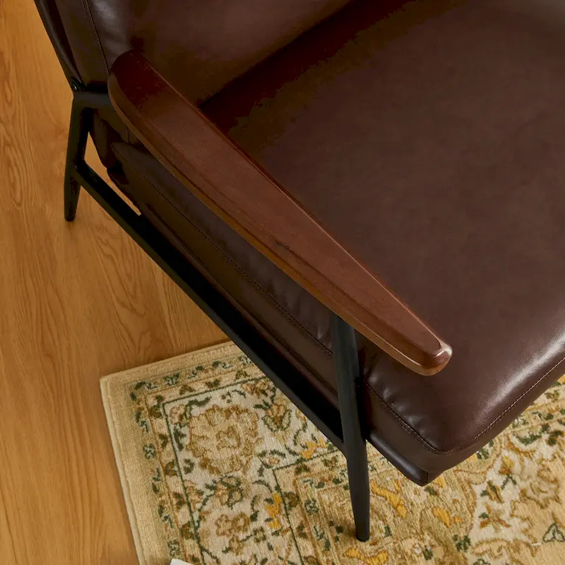 Glitzhome 28 W Mid-century Modern Soft PU Leather Accent Armchair - 28  W x 31  D x 30.75  H