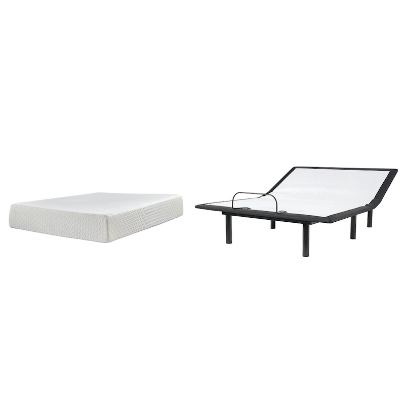 Signature Design by Ashley Chime 12 Inch Memory Foam Black/White 2-Piece Mattress Package