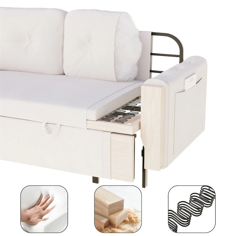 66.2Queen Pull Out Sofa Bed,Hydraulic System Convertible Sleeper Sofa